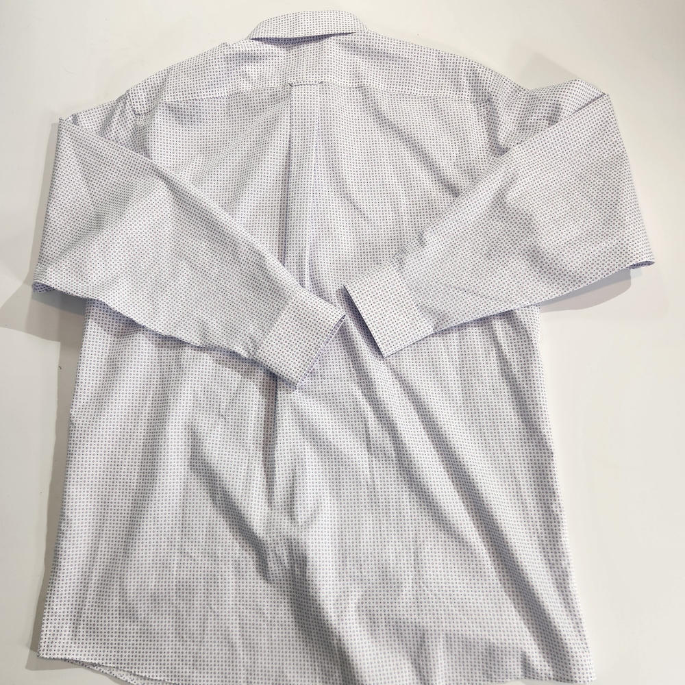 Roundtree Yorke Gold Label Men's Shirt Size 17 34 White Lilac Fitted Poplin 59 - Picture 13 of 13
